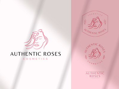 Authentic Roses Logo beauty logo branding clean design cosmetics logo design flowers logo illustration logo logo design logo design branding logodesign vector woman logo