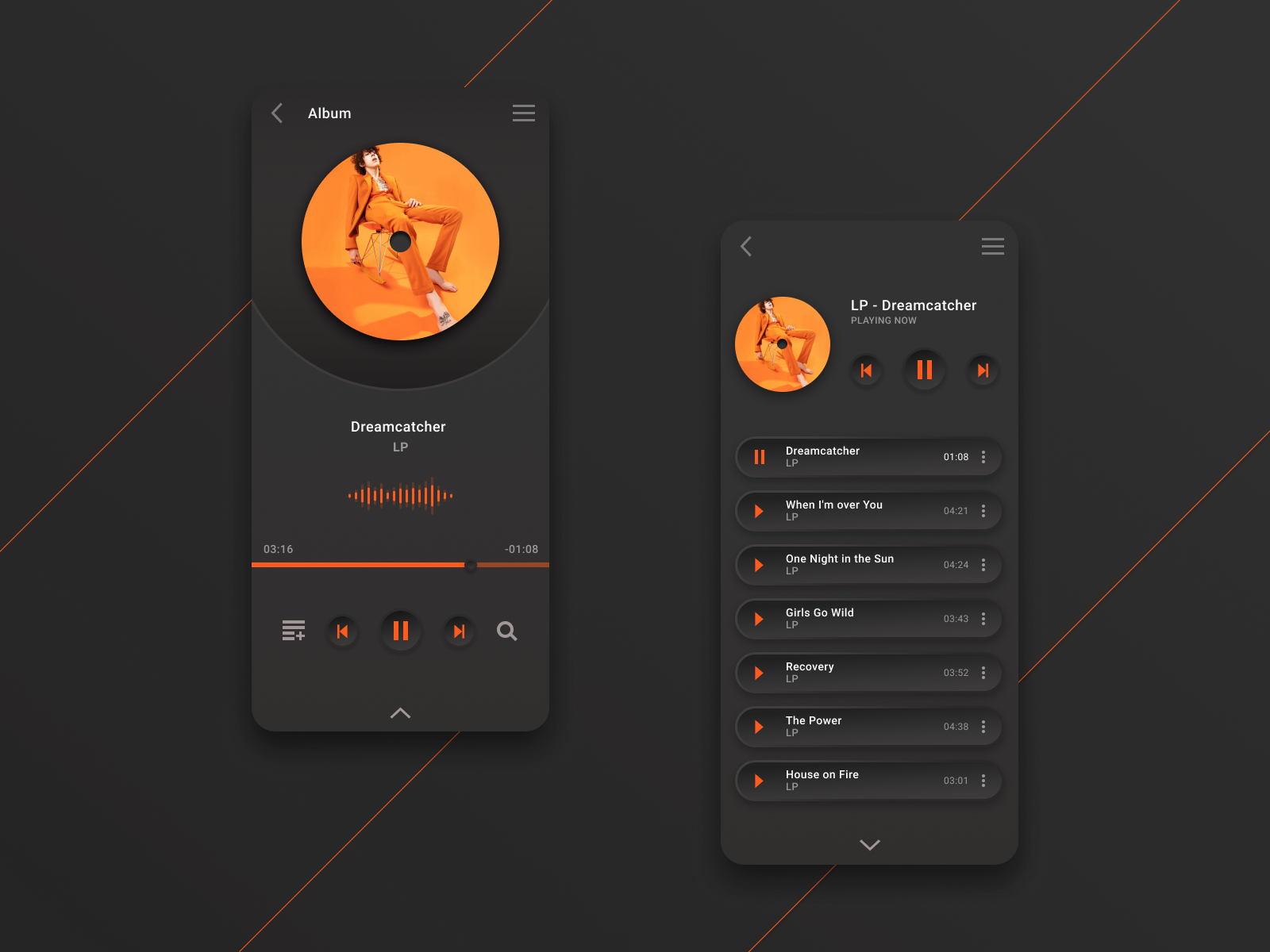Music player (dark theme) by Andrey on Dribbble