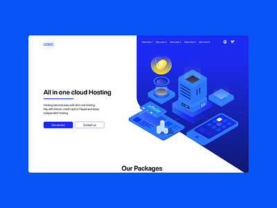 Hosting with crypto landing page crypto hosting isometric landing page