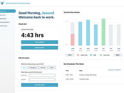 Time Tracking and Leave Management Software dashboard app hr ui uiux