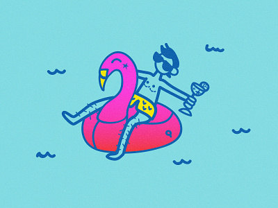 Queer Summer cartoon flamingo happy illustrator lgbt pool party queer summer trans