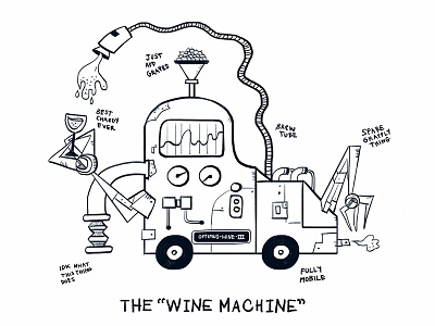 The Wine Machine cartoon design grapes illustration invention kyle t webster robot robotics wine