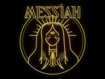 Messiah alien girl glow illustrator lineart pray religion religious yellow