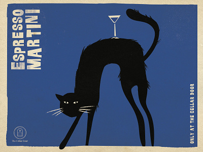 Black Cat Martini 60s 70s alcohol animal cat drink espresso illustrator martini retro saul bass