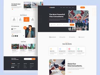 Immigration Consulting Landing Page agency agency business agency websites booking clean consulting creative dribbble best shot homepage illustration immigration landing page minimal clean new trend passport travel trendy design ui uidesign visa