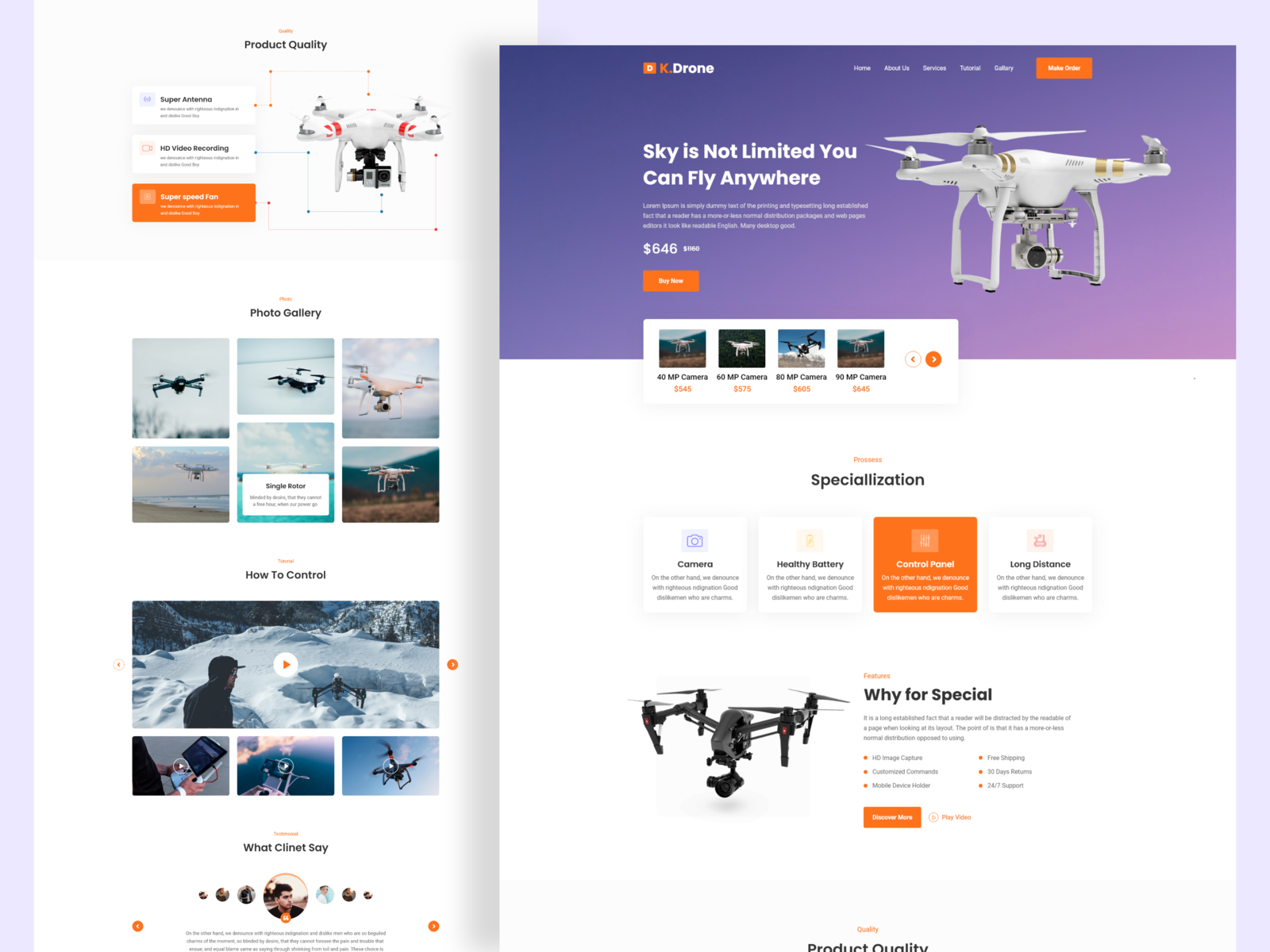 Drone Product Landing Template by Tufayel Khan on Dribbble