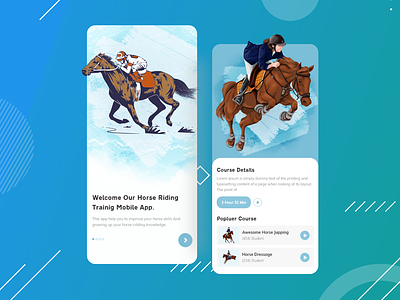 Horse Training Mobile App 2020 trend design 3d 3dma agency websites app clean filter interaction loading training user experience
