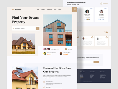 Renthubz - Property & Apartment Landing page agency agency business agency websites creative dribbble best shot homepage illustration landing page logo minimal clean new trend trendy design