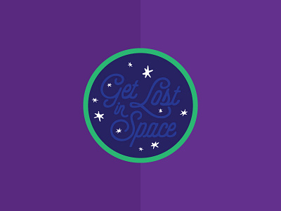 Get Lost... astronomy badge blue circle green night patch purple sky space star