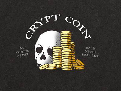 Crypt Coin bitcoin crypt crypto hodl icon illustration logo money skull textured type