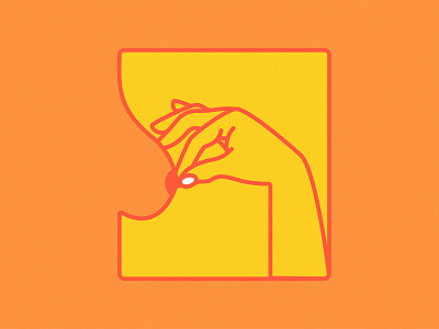 PINCH breast design emblem hand illustration logo nipple orange pinch yellow