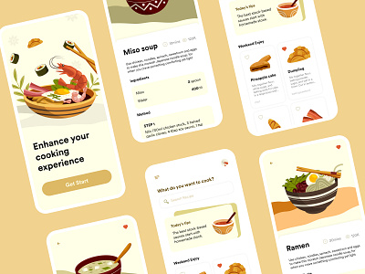 Recipe App app design food product design recepe ui ux