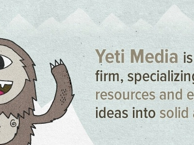 Yeti Media Homepage homepage hybrid navigation illustration mountains muted one page website paper proximal nova condensed sky texture website yeti