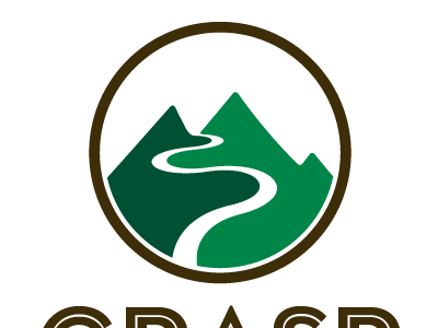 With Color badge circle dark brown dark green emblem green logo mountain path