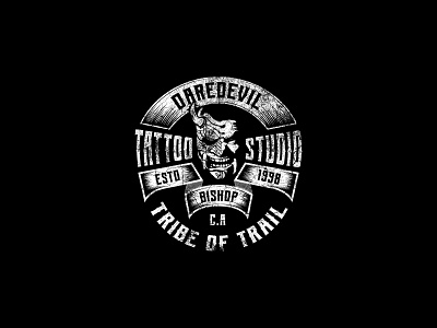 DARE DEVIL badge emblem logo grunge logo hipster logo design retro logo satan stamp logo tattoo studio logo vintage logo