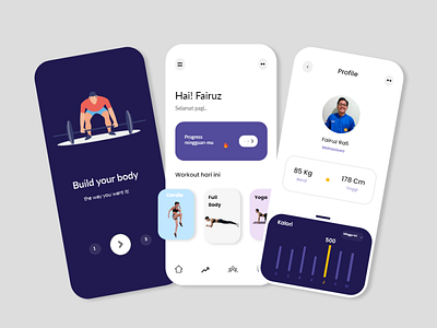 Fitness App Concept Design app figma fitness graphic design indonesia ui ux workout xd