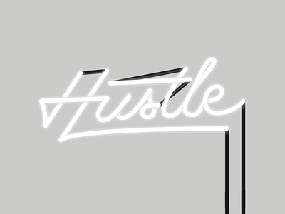 Hustle Rebound lettering neon typography