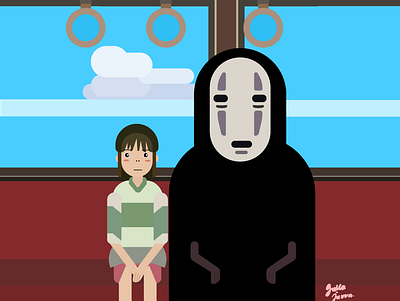 Spirited Away animation art design fanart flat icon illustration illustrator logo minimal vector