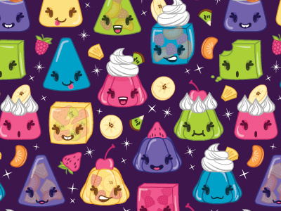 Jello Pattern colorful cute design food fruit fun gelatin illustration jello kawaii pattern textile