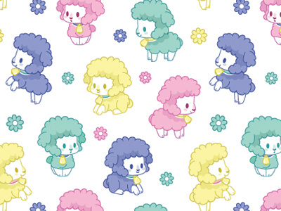 Lamb Pattern apparel baby clothes cute design flower illustration infant pastel pattern young youth