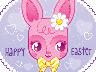 Happy Easter bunny cute easter greeting holiday illustration sparkles springtime