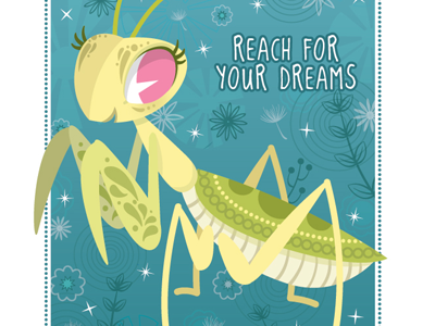Inspirational Insects - Praying Mantis animals bug design insect inspirational mantis poster sparkles typography