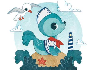 You're so Sealy! animal beach cute illustration lighthouse marine ocean sailor sea seagull seal