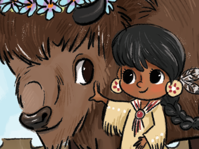 Best Friends - Native American american bison book buffalo cute flowers illustration indian native