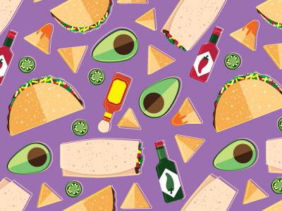 Pattern Design - Taco Tuesday burritos design dinnerware food pattern salsa spicy surface design tacos
