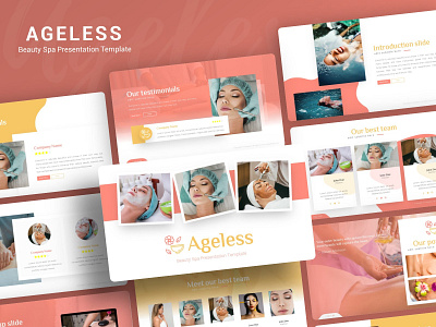 Ageless Beauty Spa PowerPoint Presentation Template branding design illustration logo presentation presentation design presentation layout presentation template template design ui