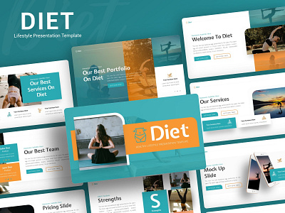 Diet Lifestyle PowerPoint Presentation Template branding design graphic design illustration logo presentation presentation design presentation layout presentation template template design ui