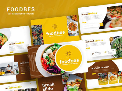 Foodbes PowerPoint Presentation Template branding design graphic design illustration logo presentation presentation design presentation layout presentation template template design ui