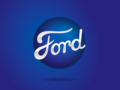 Ford automobile blue car chrome ford logo redesign script