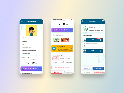 Child Profile and Subscription Screen
