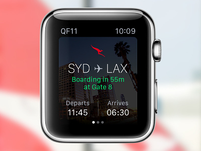 Qantas app for Apple Watch airline apple apple watch design flight qantas travel trip ui watch