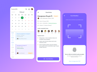 PocketUISI: Campus Schedules and Attendance app calendar education mobile purple ui ux