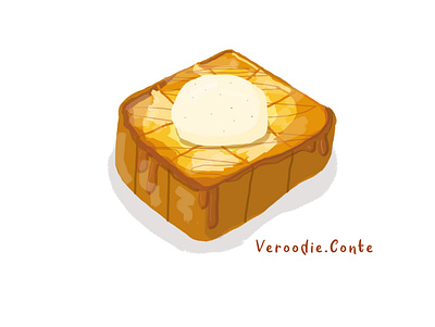 Honey toast with vanilla ice-cream art design digital digitaldrawing drawing food foodart illustration