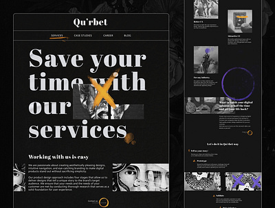 Qu'rbet website 2022 art behance brand branding creative dark design drawing figma graphic design logo minimal redesign studiowebsite typography ui ux web website