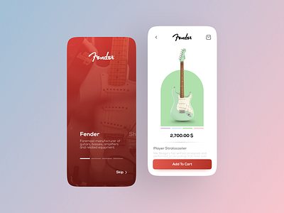 Fender Shop app design e commerce ecommerce ecommerce app fender hatampro mobile app mobile app design music online store onlineshop project red shop shopping store uiux