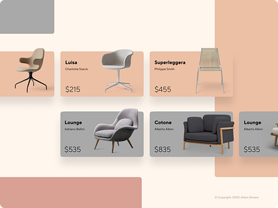 Furniture store mobile app card design UXUI