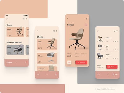 Furniture store mobile app UIUX Design app branding cards ui design ecommerce figma flat furniture app minimal mobile store ui ux