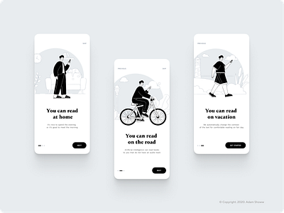 Onboarding a book reader app app book design figma illustration minimal mobile onboarding onboarding screen typography ui