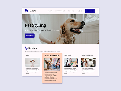 Pet Styling Landing Page design landing page pet pet grooming pet styling ui uiux ux website