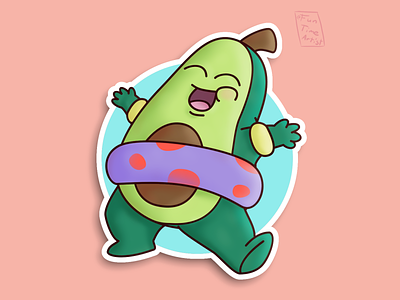 Avocado Time! 🥑🌅 artwork avocado baby beach chubby creaturedesign cute design funny funtimeartist illustration spring water