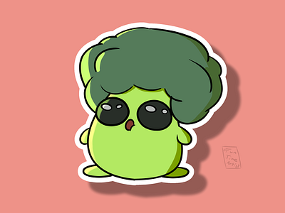 Broccoli 🥦 artwork broccoli chubby creature creaturedesign cute cuteart design funny funtimeartist healty illustration krita logo october sticker stickers vegan