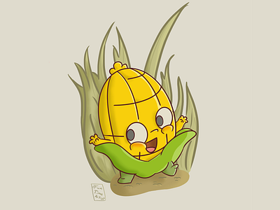 Corncob autumn corncob creature creaturedesign cute fall field fieldddesigns funtimeartist halloween illustration krita kritaart nature october 🌽