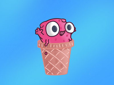 Ice cream! artwork bigeyes chubby creaturedesign cute december digital funtimeartist hug icecream illustration krita pink silly summer
