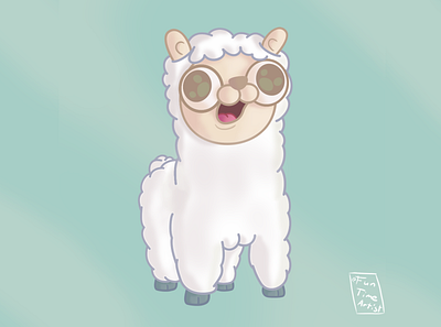 Happy alpaca! 😊 alpaca animal animal art baby big eyes chubby creature design creaturedesign cute december exploration funny hug illustration krita lama silly smile wool