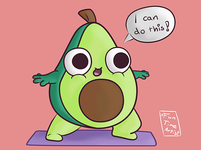 Yoga avocado! 🥑🤸‍♀️ artwork avocado baby bigeyes chubby creaturedesign cute cutefood december eyes funny green hug illustration silly yoga