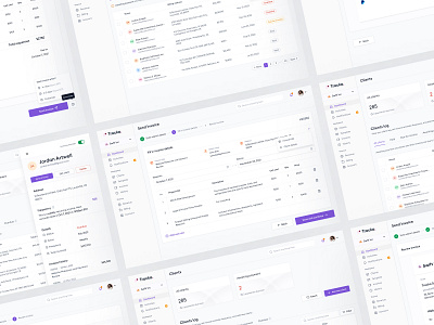 Tracka - an invoicing app app dashboard design finance invoice invoicing marketing menu modal ui